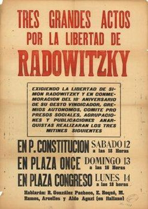 Afiche reclamando la libertad de Simُ؟╒n Radiwitsky